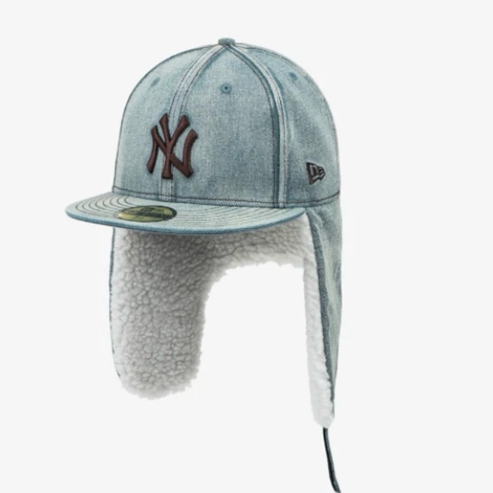 New Era Denim NY Yankees Trapper Earflap Fitted Cap size 7 1/8 NEW!